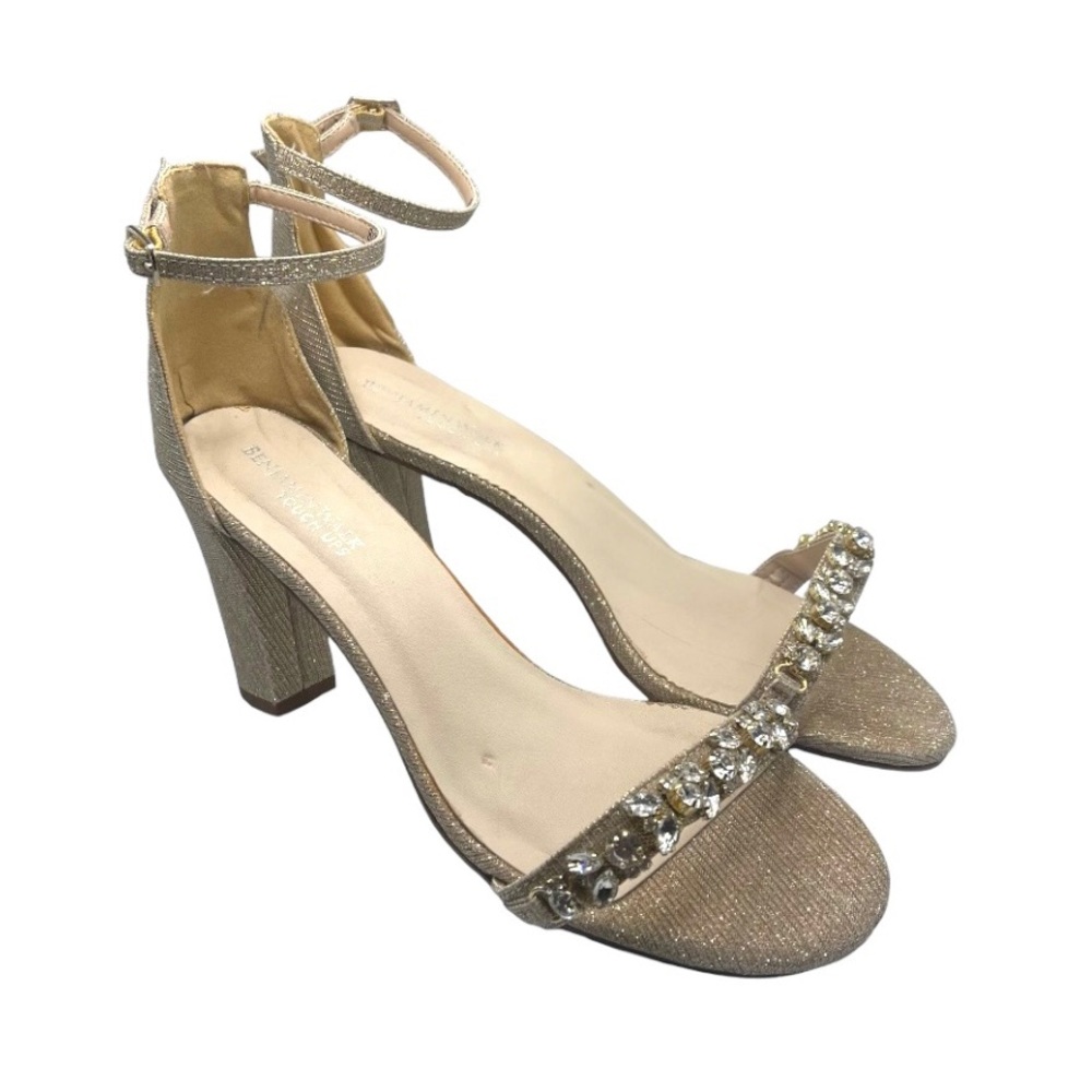 Benjamin Walk Touch Ups Camila Block Heel Sandals Women’s 8.5 Champagne Glitter
